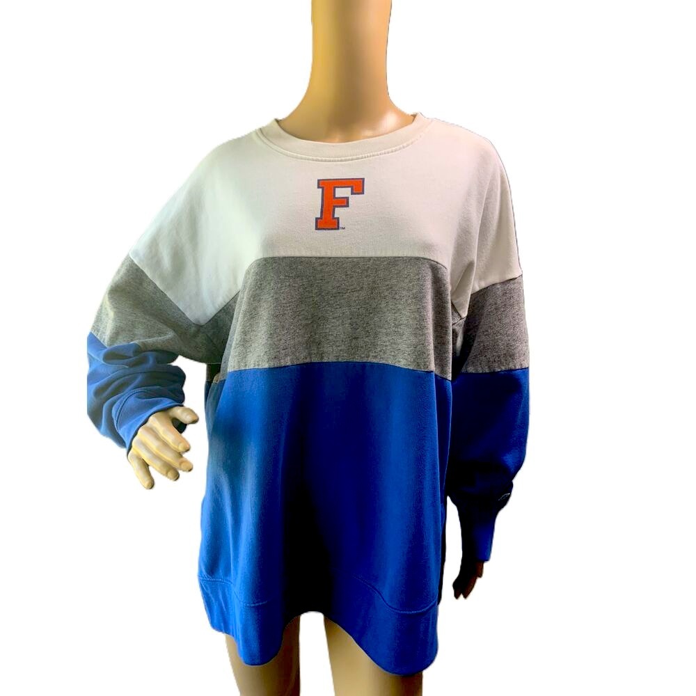 Colorblock Sweatshirt with Blue and Gray Accents